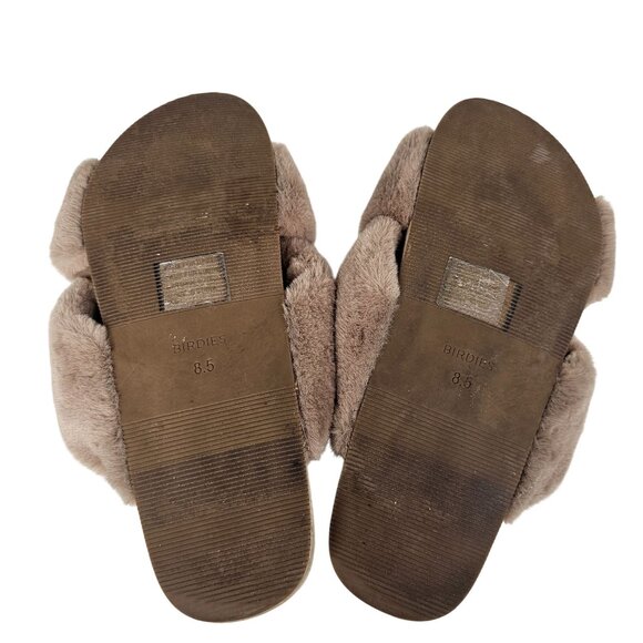 Birdies "Robin" Faux Fur Cross-Band Slip-On Slippers‎ Comfort Beige Womens 8.5 - Picture 10 of 11